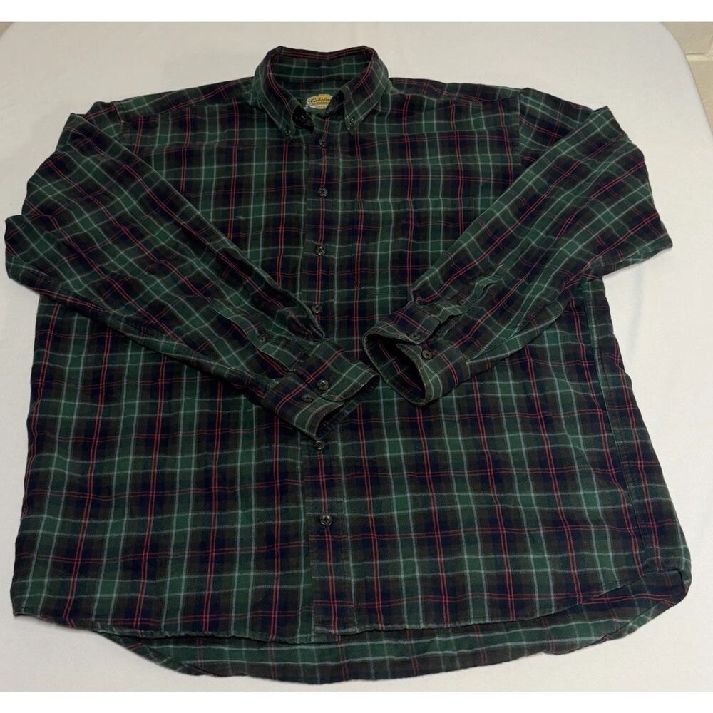 90s Vintage Cabela's Shirt Men LT Plaid Flannel Long Sleeve Button Down Casual